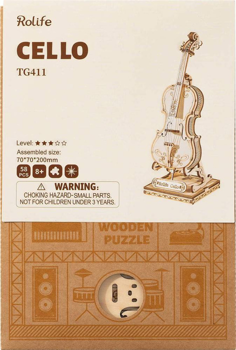 ROBOTIME Drewniany Model Puzzle 3D Wiolonczela