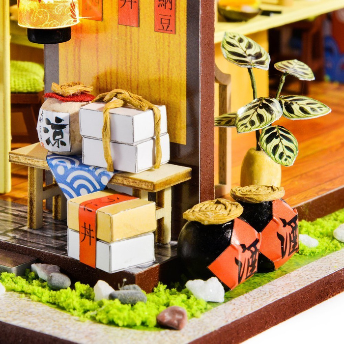 LITTLE STORY Składany Drewniany Model Puzzle 3D DIY Sushi House