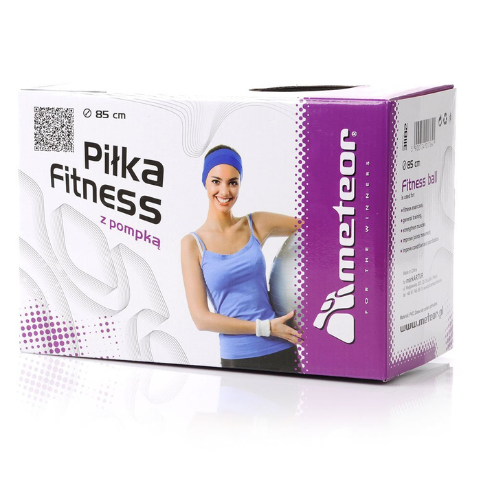 PIŁKA FITNESS METEOR 85 cm srebrna