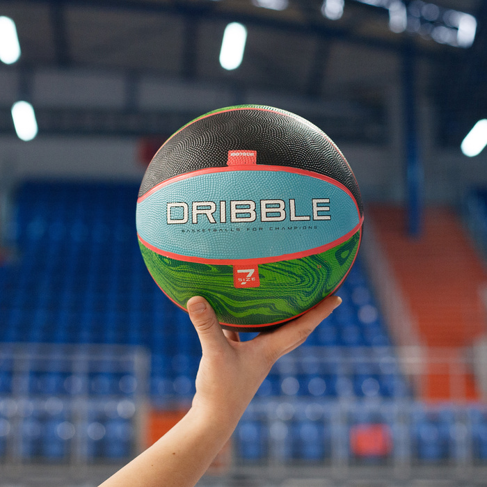 PIŁKA KOSZ. METEOR DRIBBLE #7 blue/green