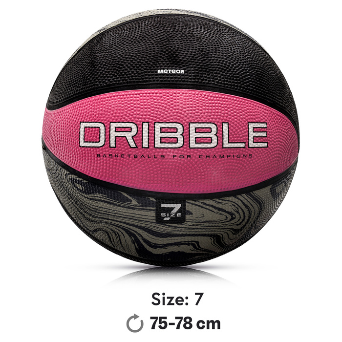 PIŁKA KOSZ. METEOR DRIBBLE #7 różowa
