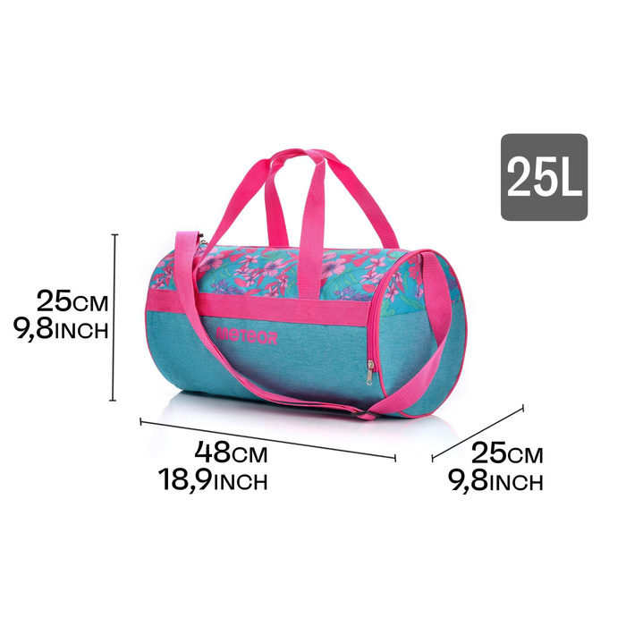 Torba fitness Meteor Siggy 25 l niebieski/różowy kwiaty