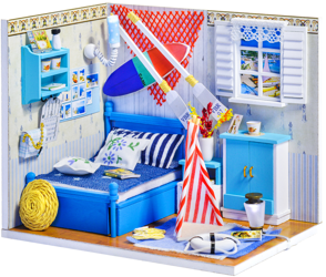 LITTLE STORY Składany Drewniany Model Puzzle 3D DIY Leo's room