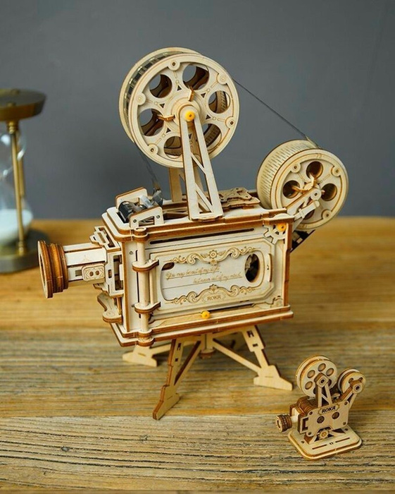 ROBOTIME Drewniany Model Puzzle 3D Projektor + Film