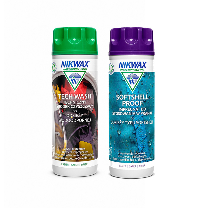 ZESTAW DO PIELĘGNACJI ODZIEŻY I SPRZĘTU OUTDOOR TECH WASH/SOFTSHELL PROOF NIKWAX