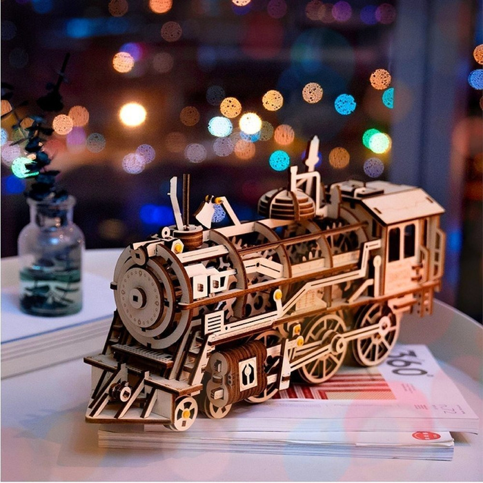 ROBOTIME Drewniany Model Puzzle 3D Lokomotywa