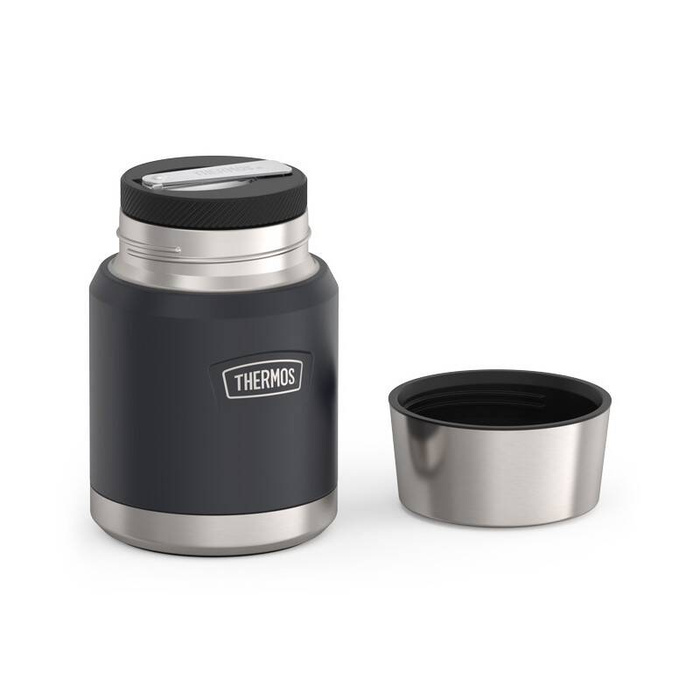 Termos na jedzenie z składaną łyżką i kubkiem Thermos Icon 470 ml - granit