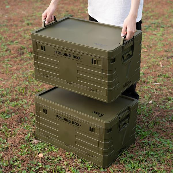 NCB4004 SKŁADANA SKRZYNIA KEMPINGOWA Z POKRYWĄ ZIELONA 50L NILS CAMP