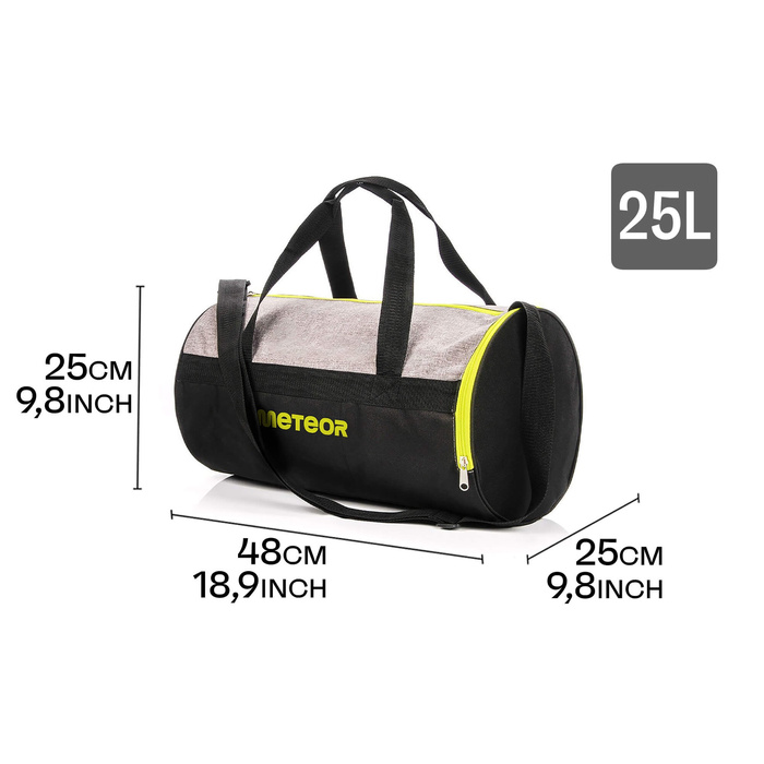 Torba fitness Meteor Siggy szary melanż/neonowy zielony