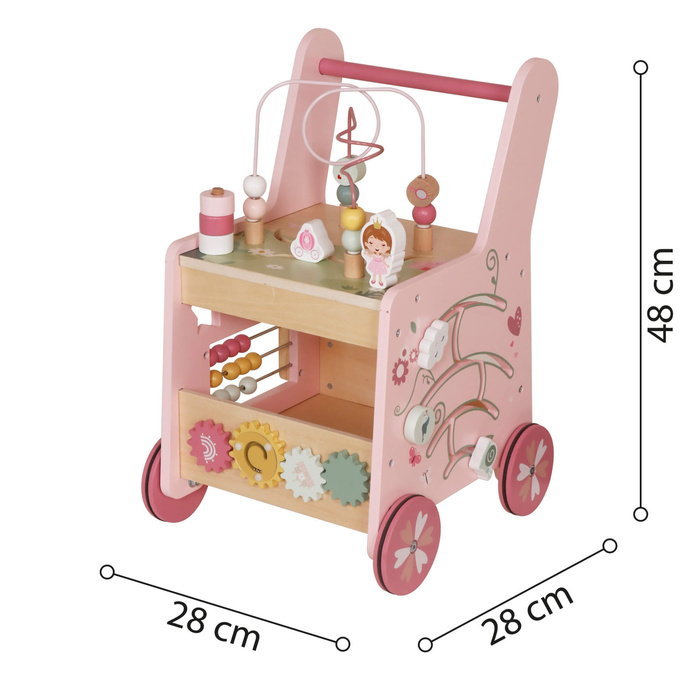 Drewniany chodzik edukacyjny różowy