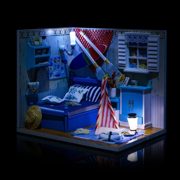 LITTLE STORY Składany Drewniany Model Puzzle 3D DIY Leo's room