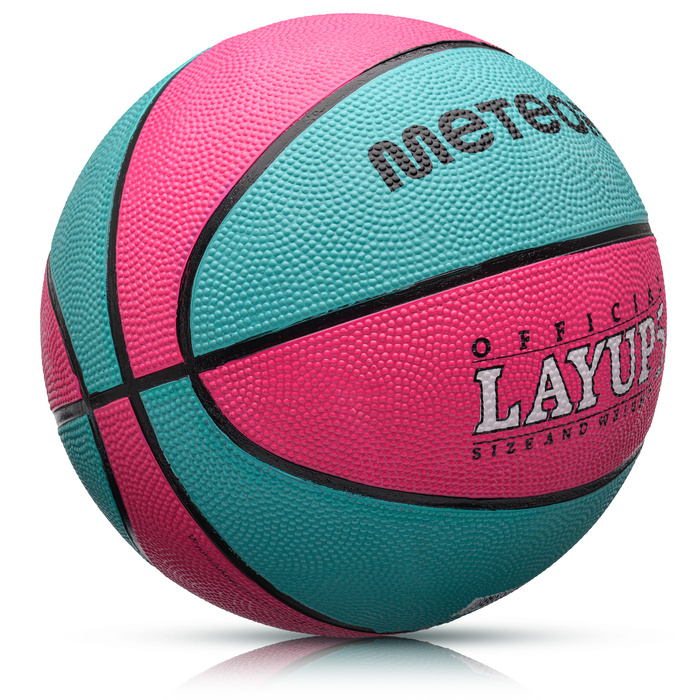 PIŁKA KOSZOWA METEOR LAYUP #5 różowa/niebieska