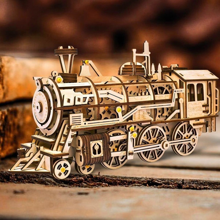 ROBOTIME Drewniany Model Puzzle 3D Lokomotywa
