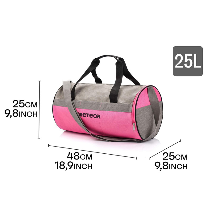 Torba fitness Meteor Siggy jasnoszary/różowy