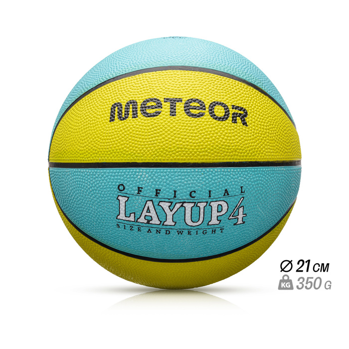 PIŁKA KOSZOWA METEOR LAYUP #4 żółto-turkusowa