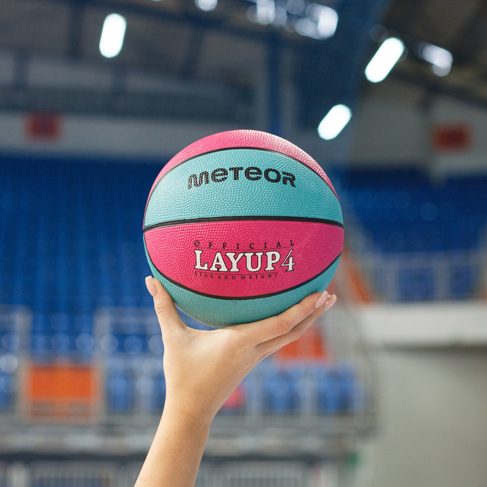 PIŁKA KOSZOWA METEOR LAYUP #4 różowa/niebieska
