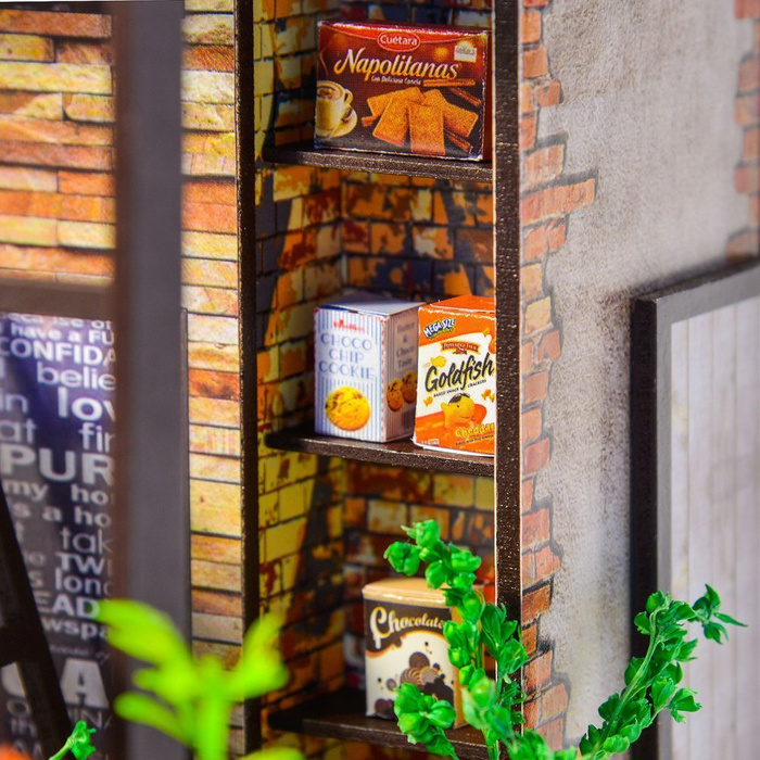 LITTLE STORY Składany Drewniany Domek Model Puzzle 3D Corner Coffe House