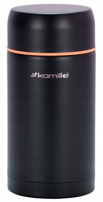 Termos obiadowy 1000 ml ze stali nierdzewnej Kamille czarny/pomarańczowy