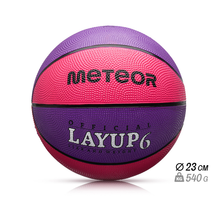 PIŁKA KOSZOWA METEOR LAYUP #6 różowa/fioletowa