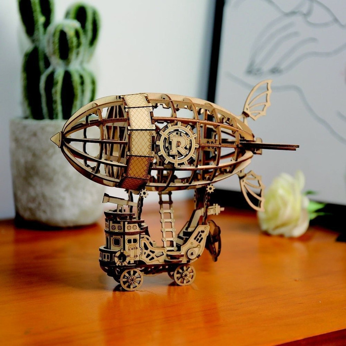 ROBOTIME Drewniany Model Puzzle 3D Sterowiec Steampunk
