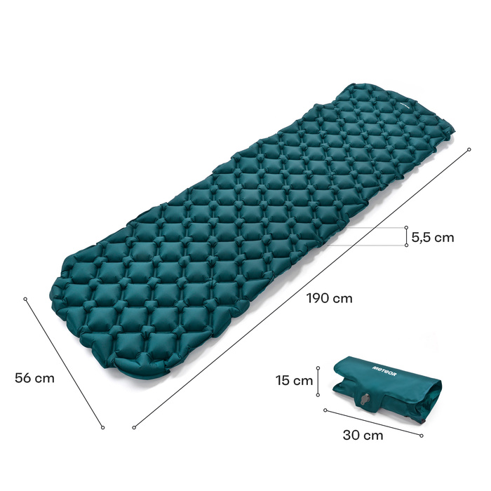 Materac nadmuchiwany Meteor 2w1 (pompka+drybag) 190×56×5,5 cm morski