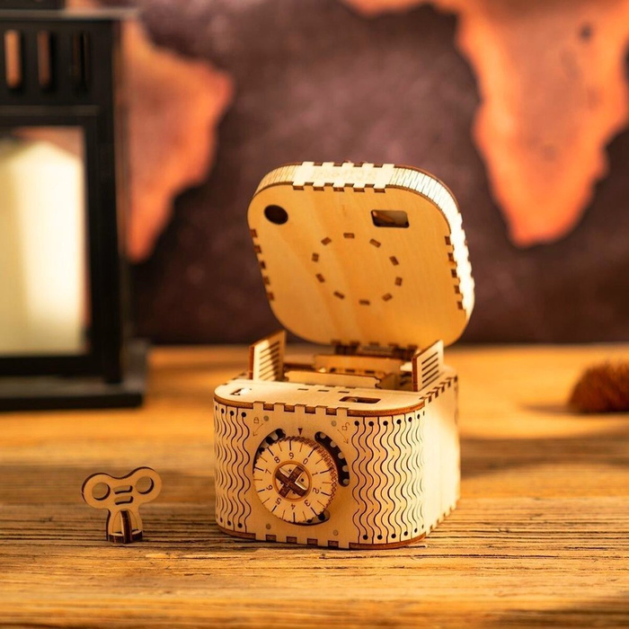ROBOTIME Drewniany Model Puzzle 3D Skrzynia skarbów