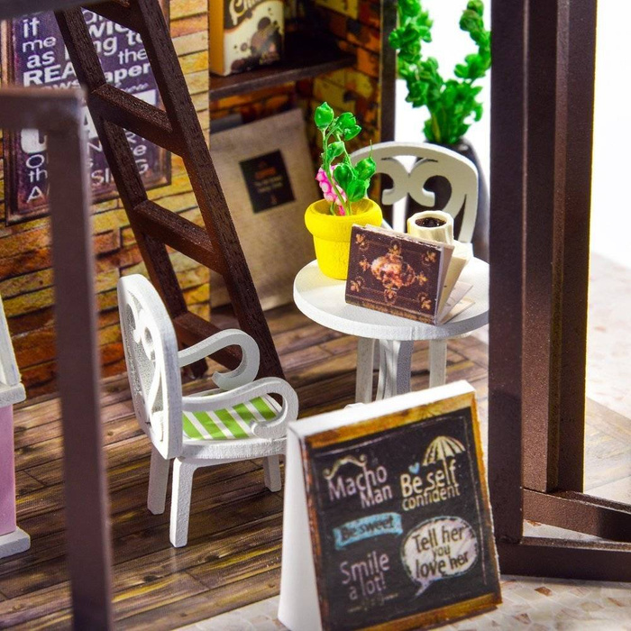 LITTLE STORY Składany Drewniany Domek Model Puzzle 3D Corner Coffe House