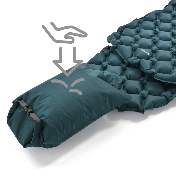 Materac nadmuchiwany Mumia Meteor 2w1 (pompka+drybag) 190×56×5,5 cm morski
