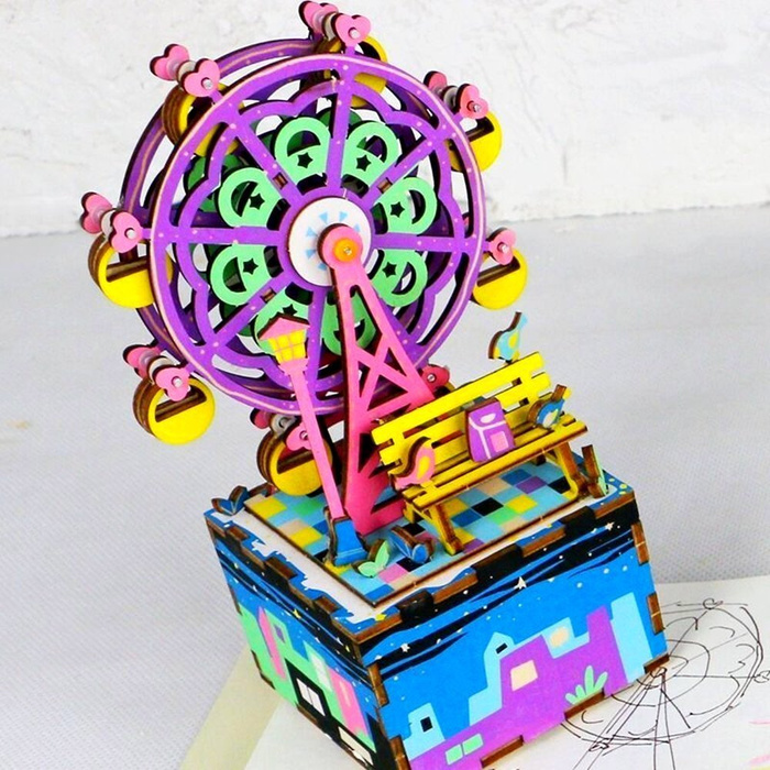 ROBOTIME Drewniany Model Puzzle 3D Pozytywka Diabelski Młyn