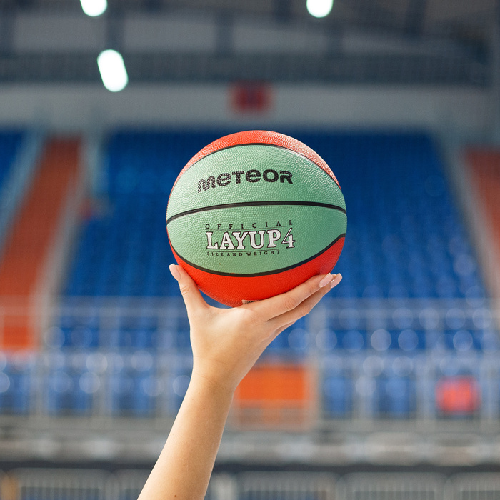 PIŁKA KOSZOWA METEOR LAYUP #4 czerwono-zielona