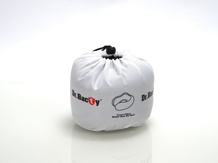 Poduszka podróżna na szyję Dr.Bacty - granatowa. Gratis zatyczki do uszu i opaska na oczy