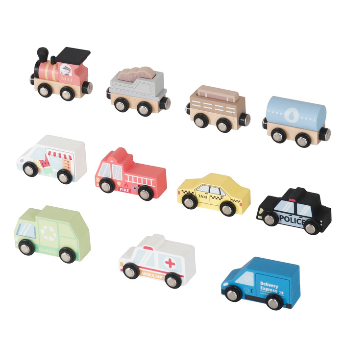 Drewniany zestaw samochodowy