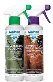 Zestaw Żel Czyszczący do Obuwia 300 ml / Impregnat do Nubuku i Zamszu Spray 300 ml Nikwax