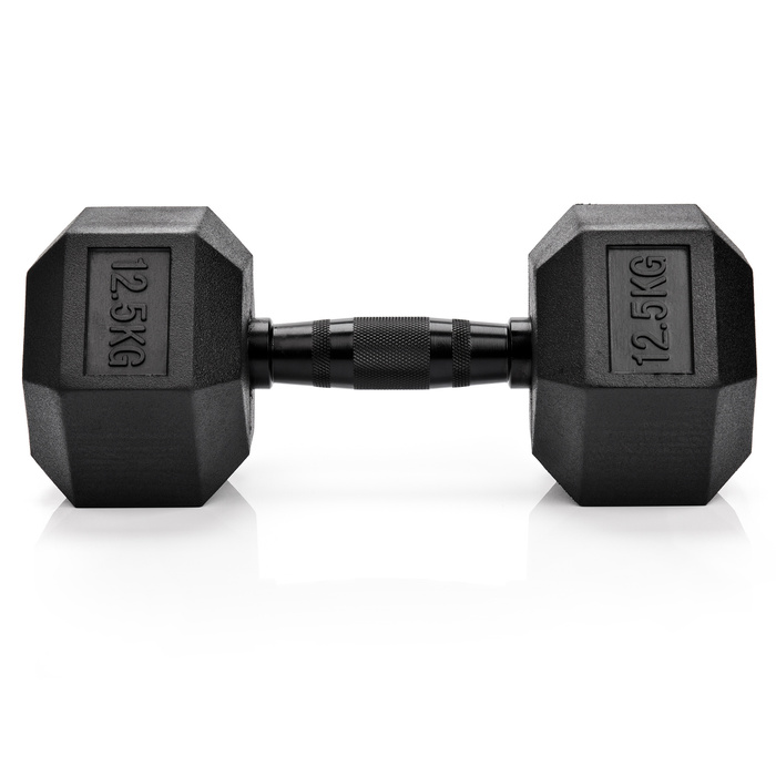 Hantel heksagonalny gumowany Meteor 12.5 kg