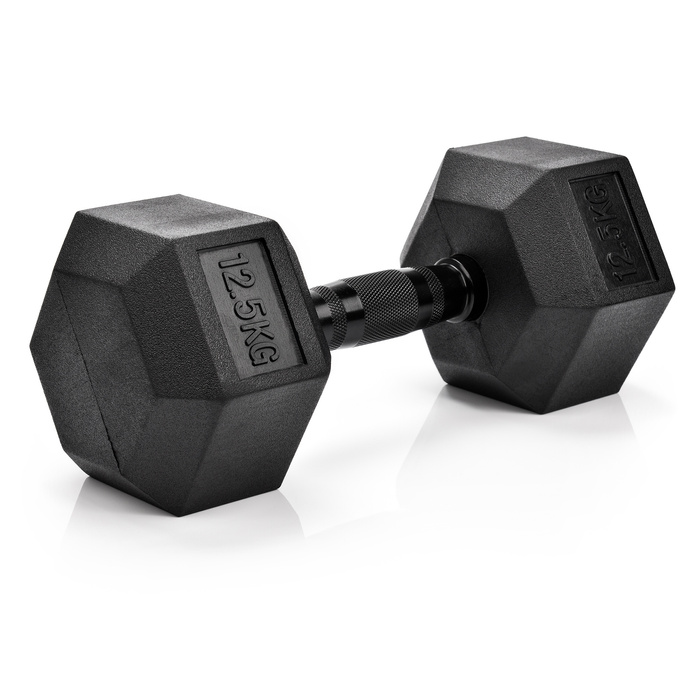 Hantel heksagonalny gumowany Meteor 12.5 kg