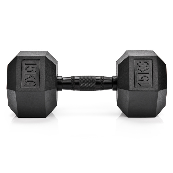 Hantel heksagonalny gumowany Meteor 15kg