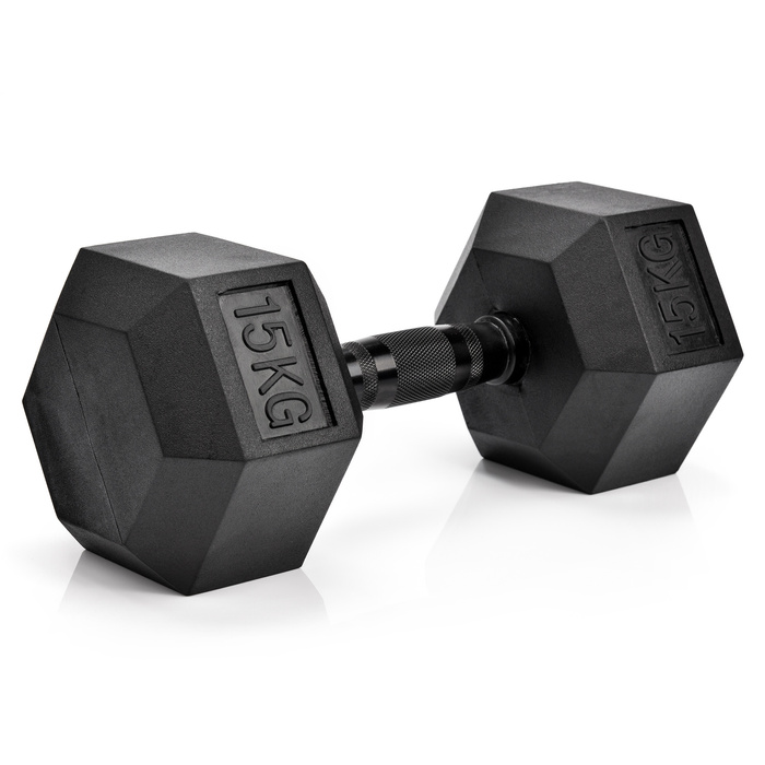 Hantel heksagonalny gumowany Meteor 15kg