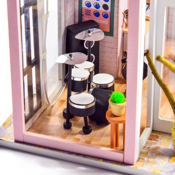 LITTLE STORY Składany Drewniany Model Puzzle 3D DIY Music Shop