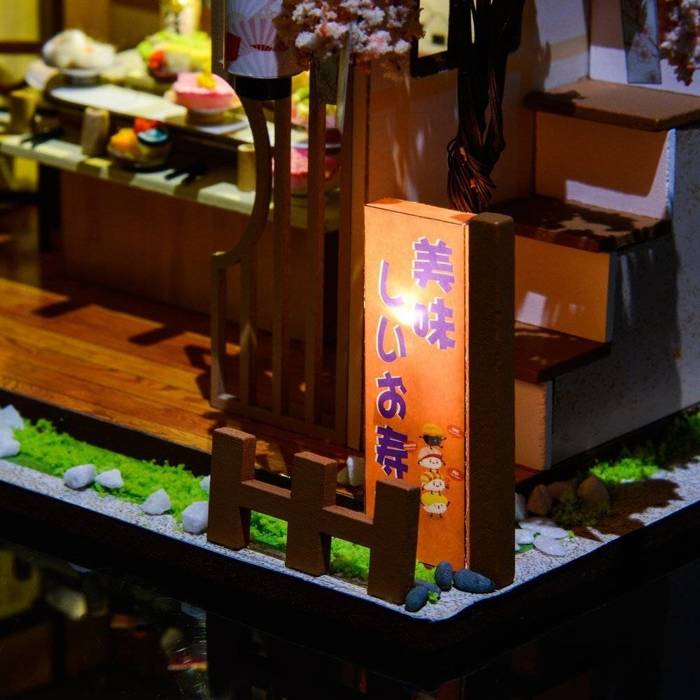 LITTLE STORY Składany Drewniany Model Puzzle 3D DIY Sushi House