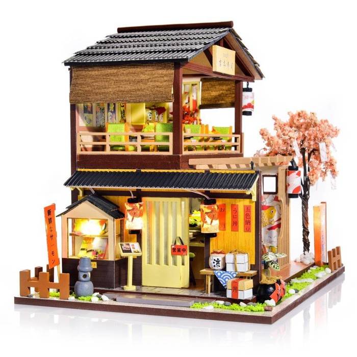 LITTLE STORY Składany Drewniany Model Puzzle 3D DIY Sushi House