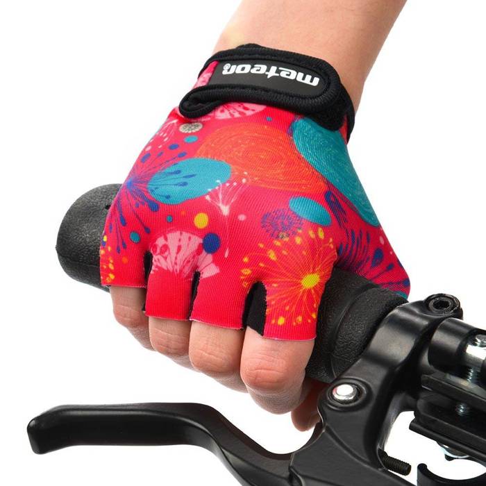 Rękawiczki rowerowe Meteor Abstract różowy S